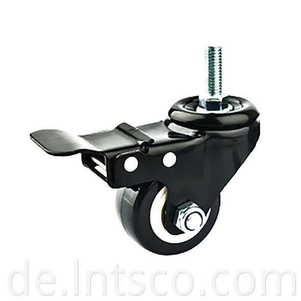 Thread Stem Black PVC Brake Casters